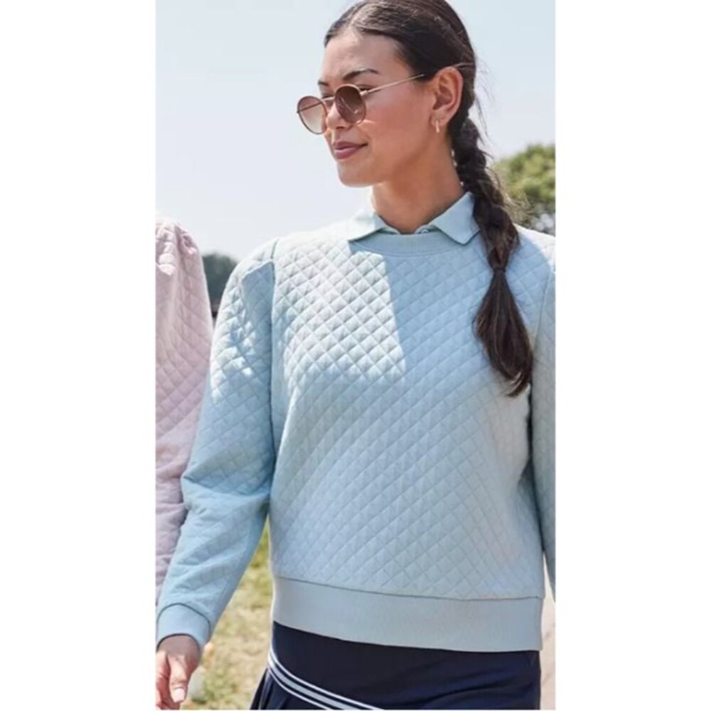 Women's Walter Hagen Clubhouse Quilted Crewneck Sweater Ether XL